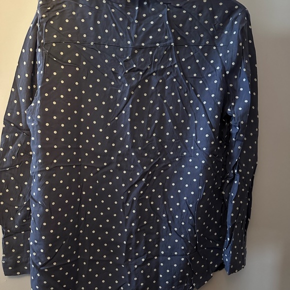 Divided Button Up Shirt Slate Blue white polka dots - Picture 2 of 4